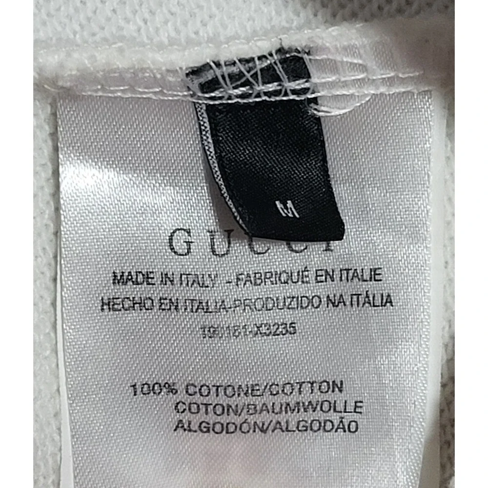 Gucci Distressed Logo Print Hoodie Ivory Size Medium W/Rhinestone Diamonds